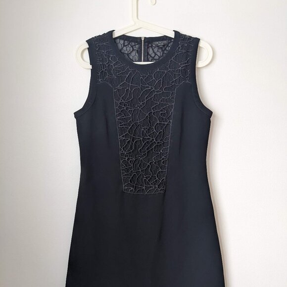 Black Rag & Bone Dress Size 6 Medium M Sheer Back Sleeveless - Picture 1 of 7